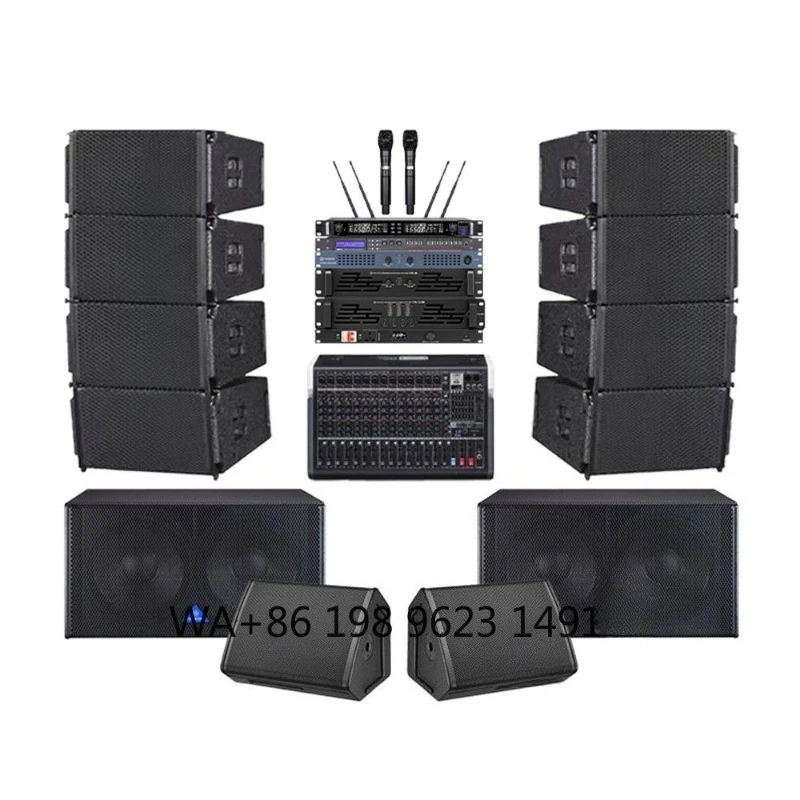 Dual 12 Inch Line Array System Full Set Subwoofer Audio Processor for Church Stage Party Concert Event