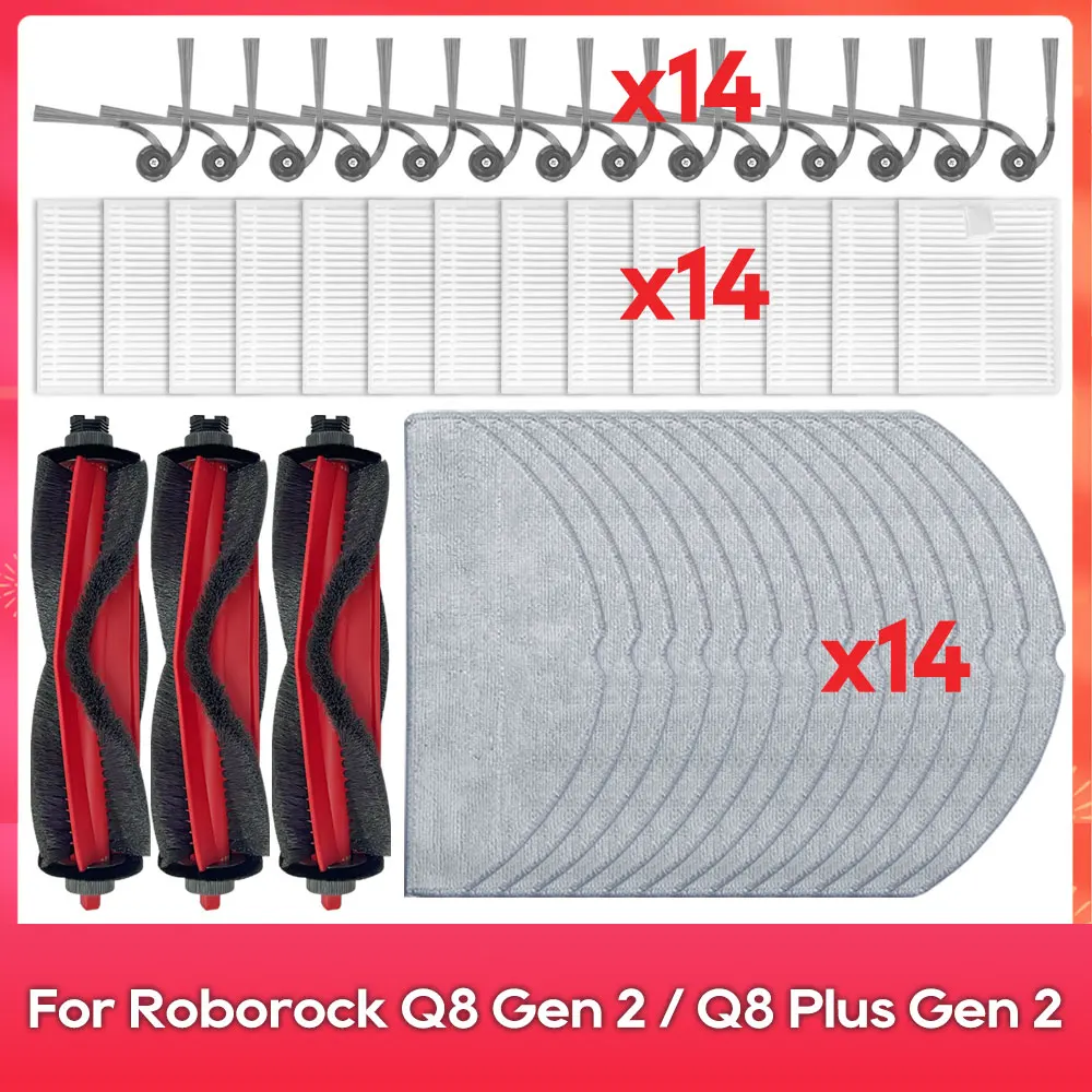Fit For ( Roborock Q8 Gen 2 / Q8 Plus Gen 2 ) Main Side Brush Filter Accessories Robot Vacuum Cleaner Parts Replacement