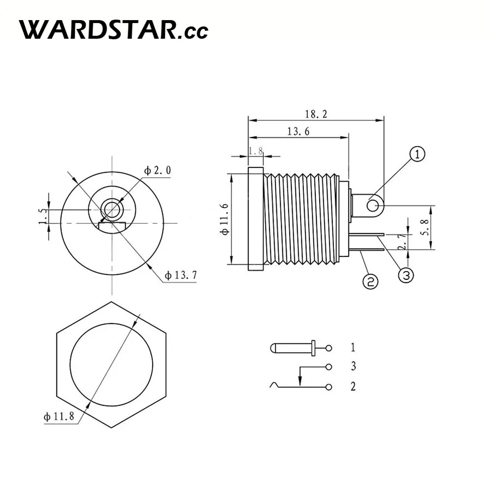 10Pcs DC022 DC12V 5.5 x 2.1mm Plastic Male Plugs DC Power Socket Female Jack Screw Nut Panel Mount Adapter 5.5*2.1mm