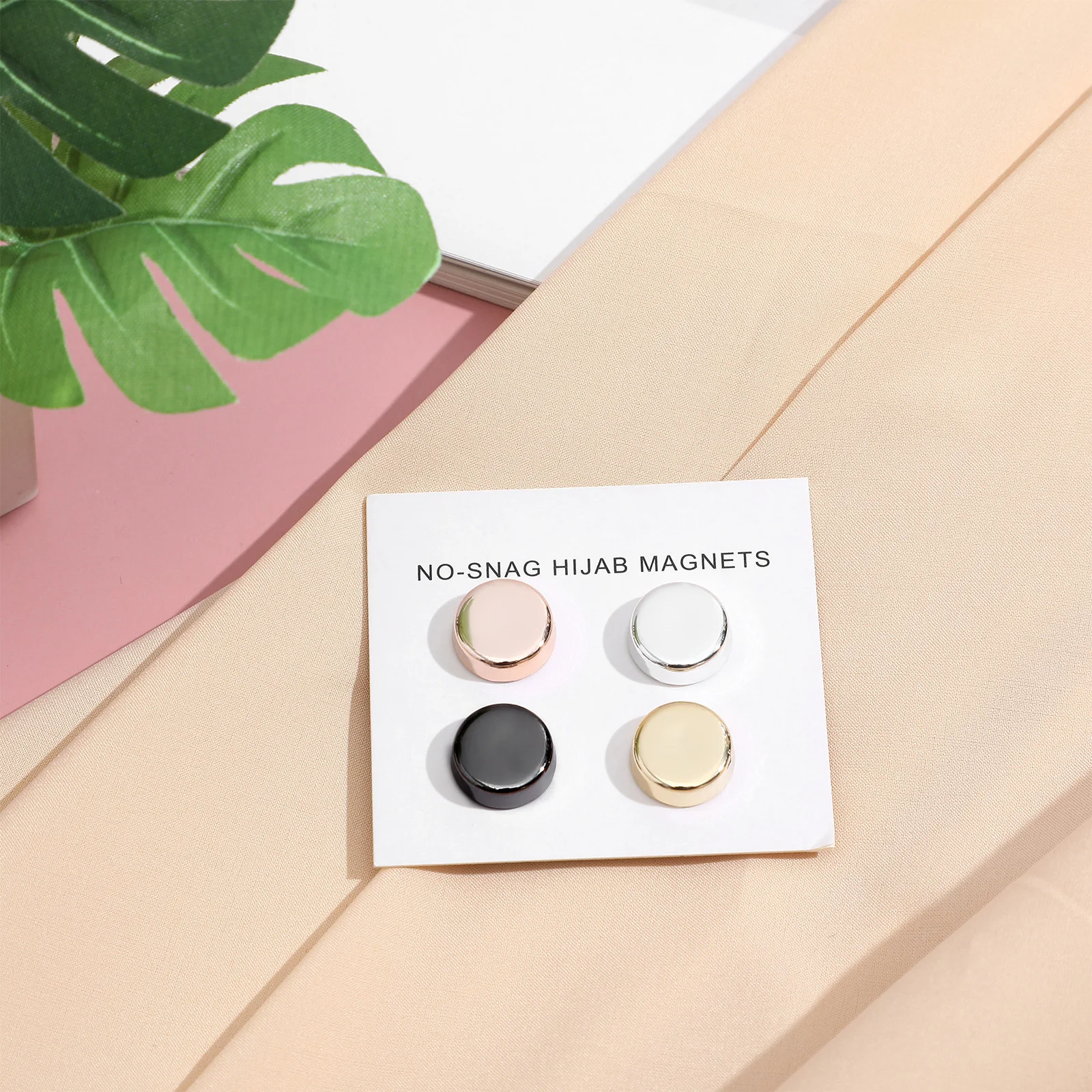

4Pairs Hijab Magnets Pins Magnetic Button Holder Electroplated Surface Round Scarf Pins Shawl Clips Magnet Buttons