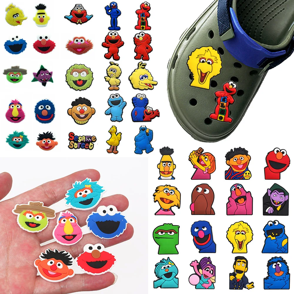 16-100pcs Hot Sale Cartoon Cookies Yellow Bird Monster Series PVC Shoe Accessories Detachable DIY Creativity Shoe Decorations