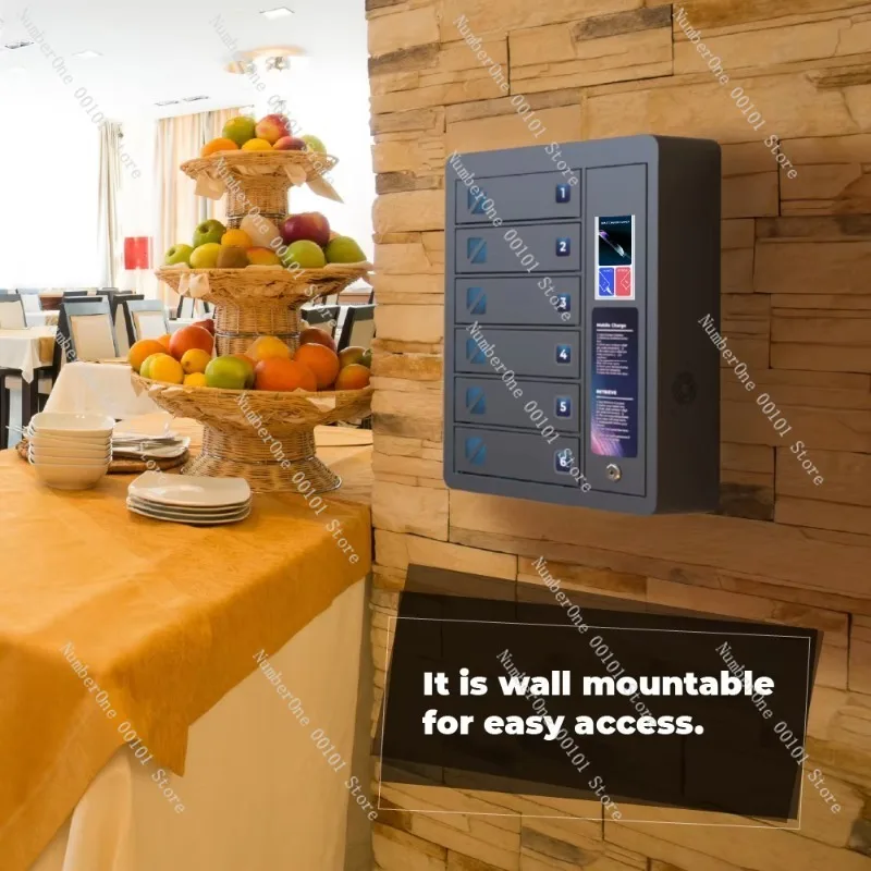 High Quality Wall Mounted 6 Slot Touch Screen Charging Cabinet PD20W Fast Charging Station for Bar Cafe