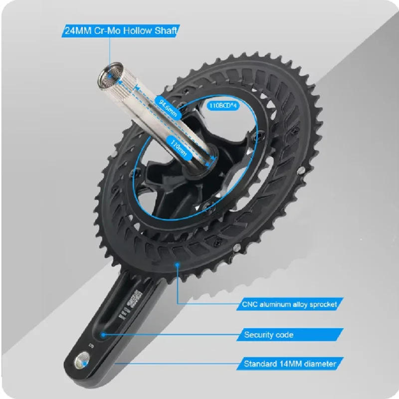 RIRO RACER R8 Road Bike Crankset Ultralight Chainwheel 170mm 50-34T Chainrings Sprockets Hollow Integrated Folding Bike Crankset