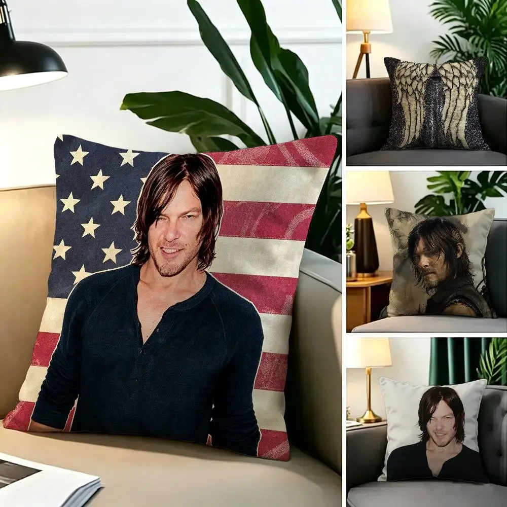 Movie The Walking Dead Daryl Dixon  Pillow Case Square Double-Sided Sofa Cushion Cover Bedroom Bedside Pillow