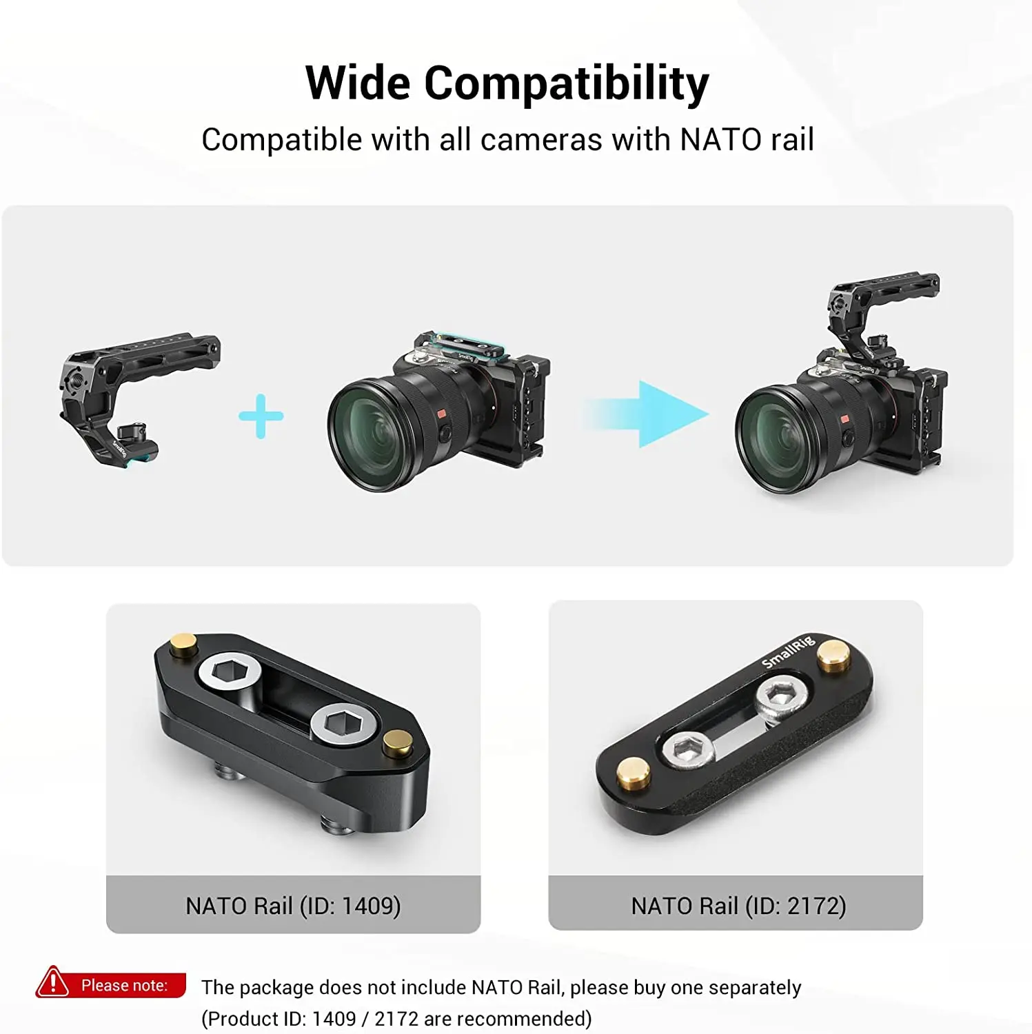 SmallRig-empuñadura superior NATO de liberación rápida para Sony, jaula de cámara DSLR, Zapata fría Universal w para Monitor de luz Mic -3766