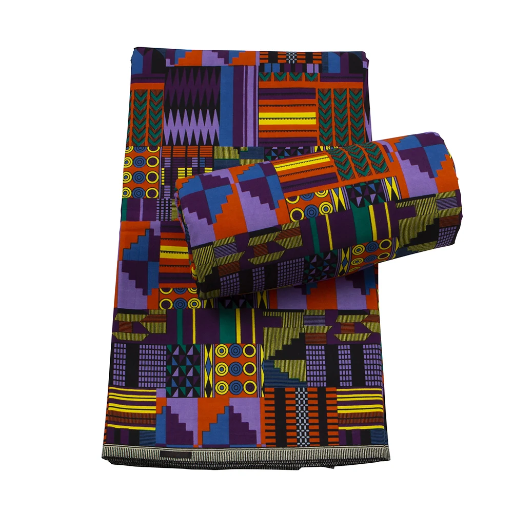 XIAOHUAGUA African Fabric Kente Pattern 100% Cotton Material Women Dress Sewing Cloth