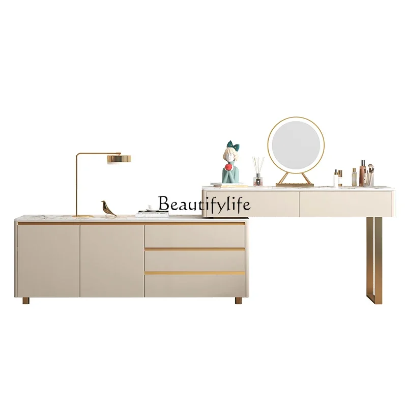 

ls 51Six-chest cabinet integrated all-solid wood dresser retractable rotating makeup table