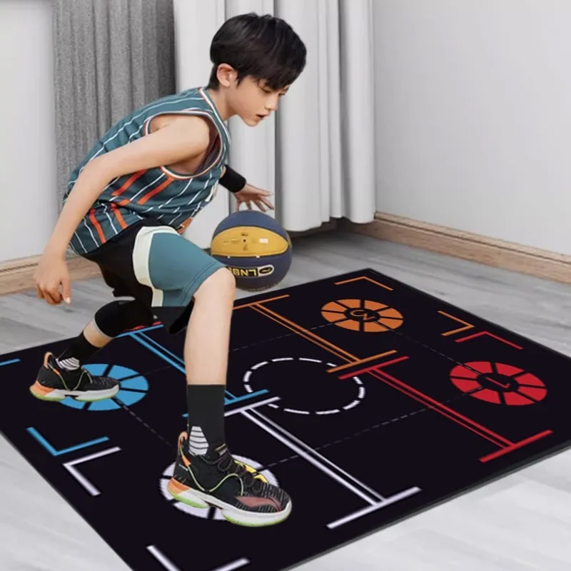 حصيرة قطار كرة السلة غير قابلة للانزلاق مادة عازلة للصوت للأطفال المراهقين في الأماكن المغلقة للتحكم في الكرة التدريب المراوغة الحفر سماكة