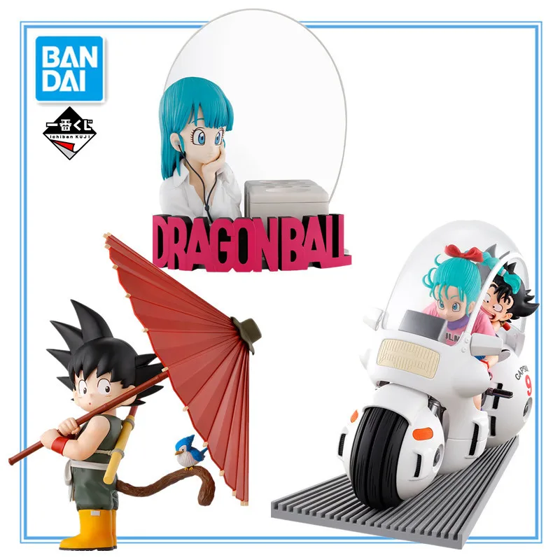 In Stock BANDAI Dragon Ball Ichiban KUJI Fantastic Adventure Bulma Childhood Son Goku PVC Anime Action Figures Model Toys Gifts