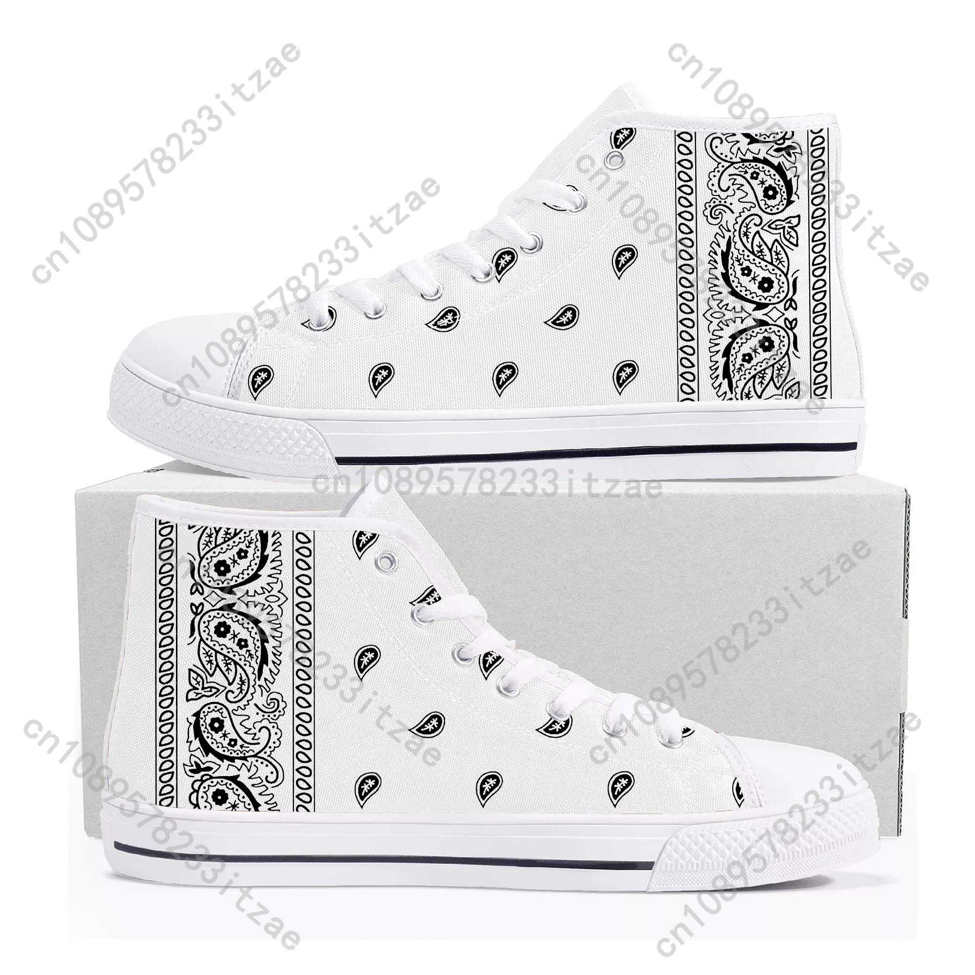 Bandana Paisley High Top Sneakers Mens Womens Teenager High Quality Canvas Sneaker couple Casual Shoe Customize Shoes