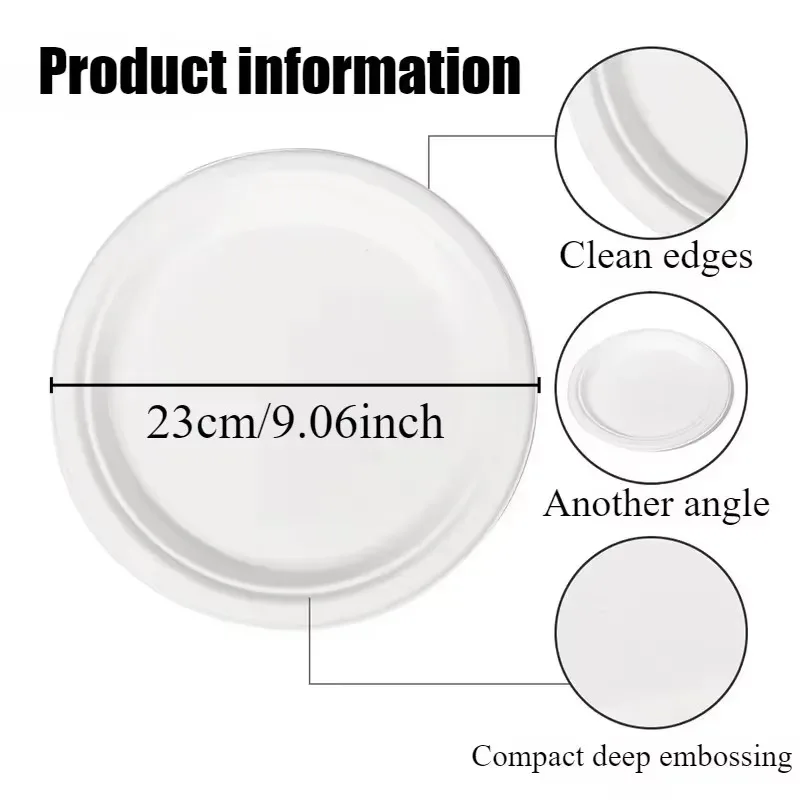 10/20/50PCS 9inch Circular Disposable Paper Plates Biodegradable Paper Plates Kitchen Salad Party Christmas Barbecue Desserts