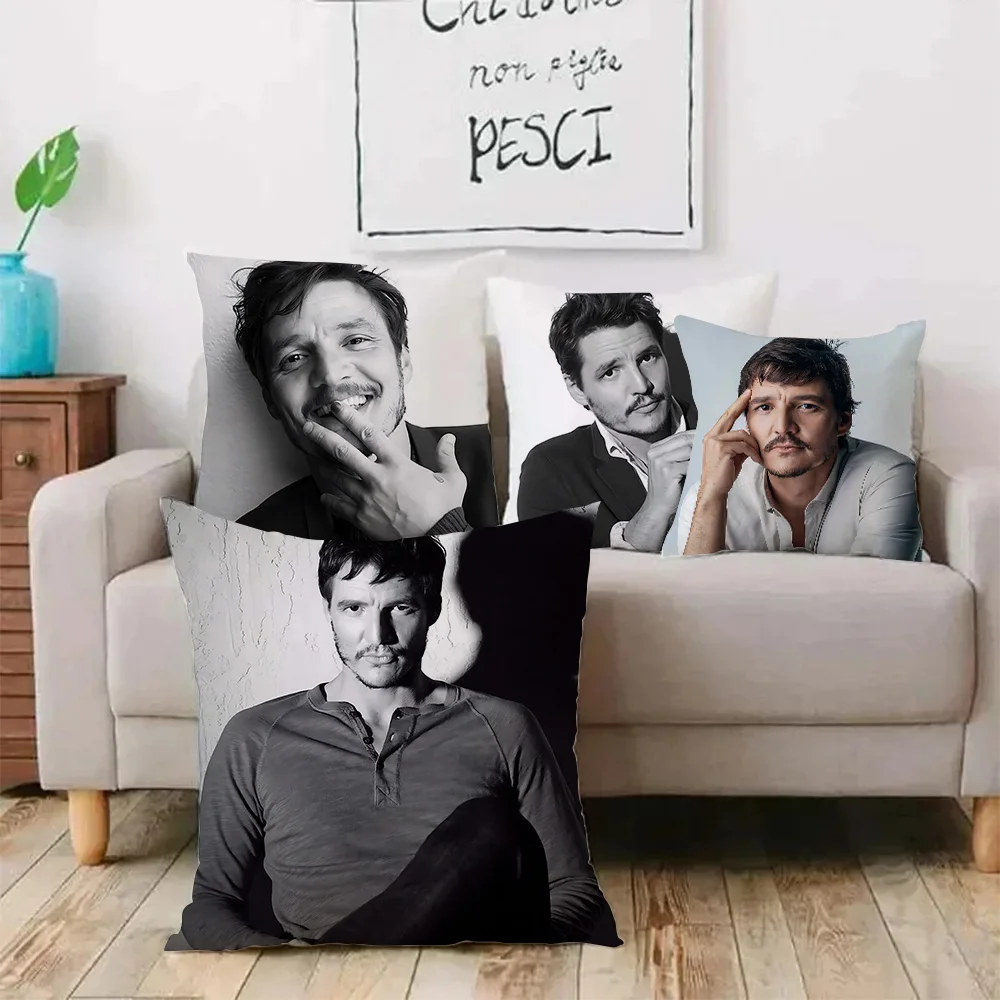 Movie Actor P-Pedro P-Pascal Pillow Covers Cartoon Sofa Decorative Home Double-sided Printing Short Plush Cute Cushion Cover