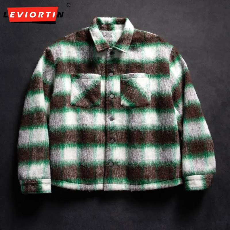 

2025 мужское зимнее высококачественное модное трендовое брендовое маленькое повседневное свободное и простое шерстяное пальто в клетку с лацканами в ароматном стиле