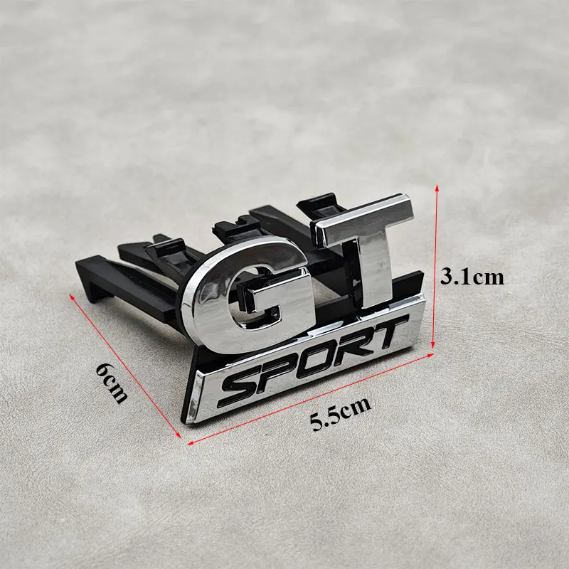 3D ABS Chrome GT Sport Logo Emblem شارة الشبكة الأمامية للسيارة لملحقات Volkswagen الخارجية