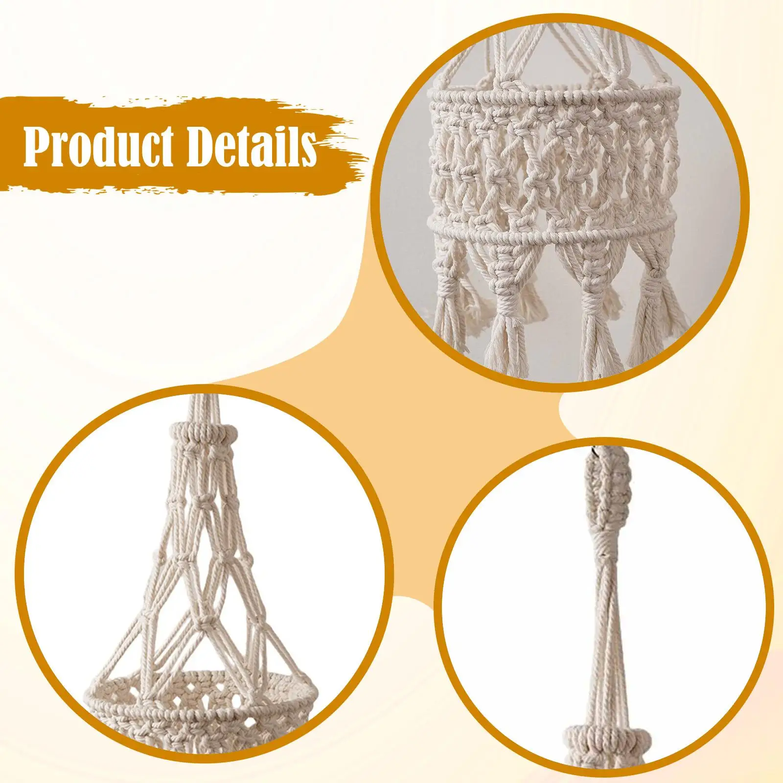 

Плетеный абажур из макраме в стиле бохо для потолочного светильника, для декора детской, спальни, столовой