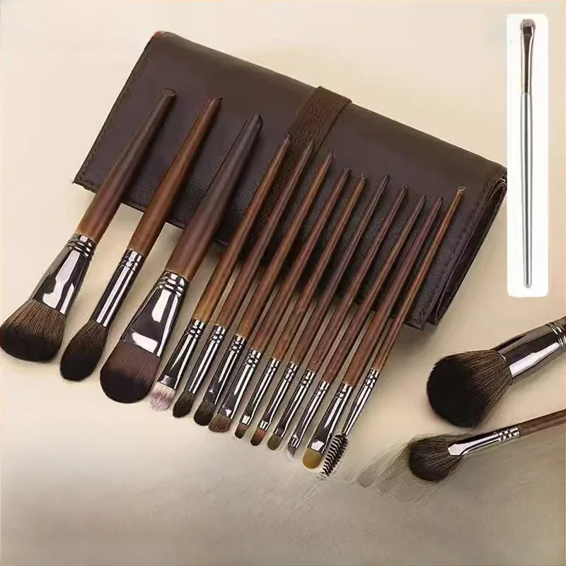 Conjunto Profissional de 16 Pincéis de Maquiagem com Cerdas Naturais, Kit Essencial para Iniciantes, Ferramentas de Beleza co...