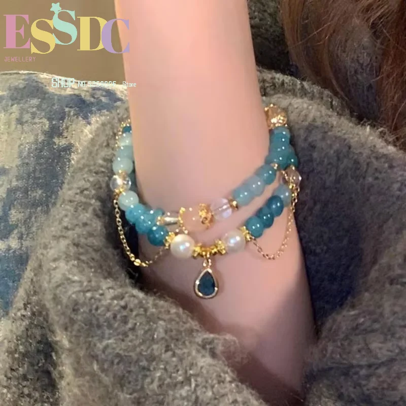 Best Selling Exquisite Fashion Double Circle Crystal Bracelet Gentle and High-end Feeling Bracelet for Best Friend Bohemian