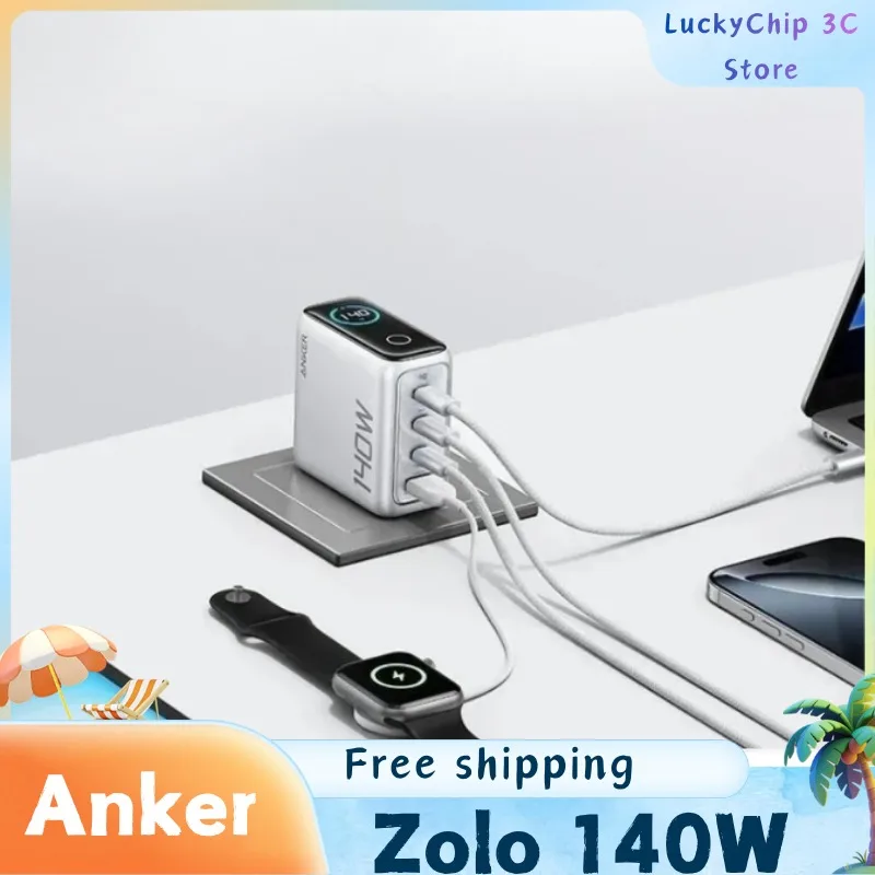 

Зарядное устройство Anker Zolo 140W GaN с AI-дисплеем, четырехпортовое, для быстрой зарядки мобильных телефонов, портативный адаптер питания, оригинал