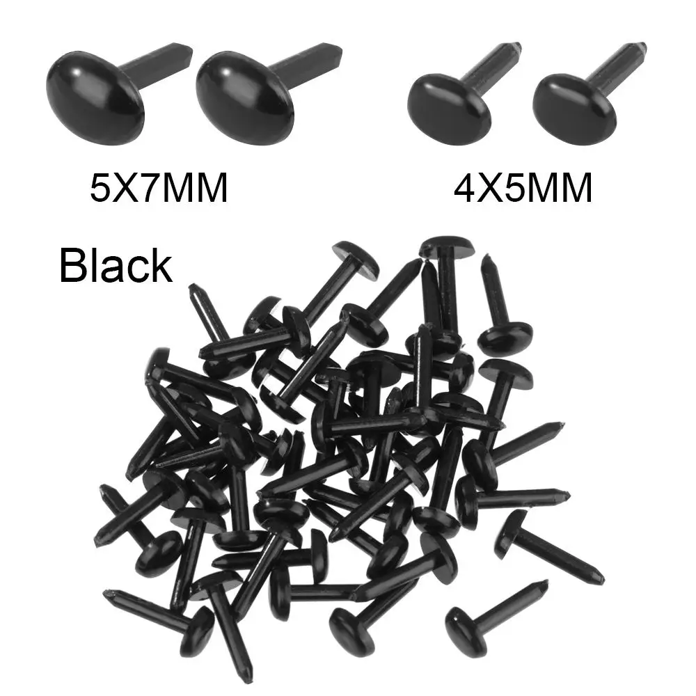 100 pièces/sac nez ovale de sécurité noir 4X5MM/5X7MM nez ovale de sécurité animaux nez accessoires yeux yeux