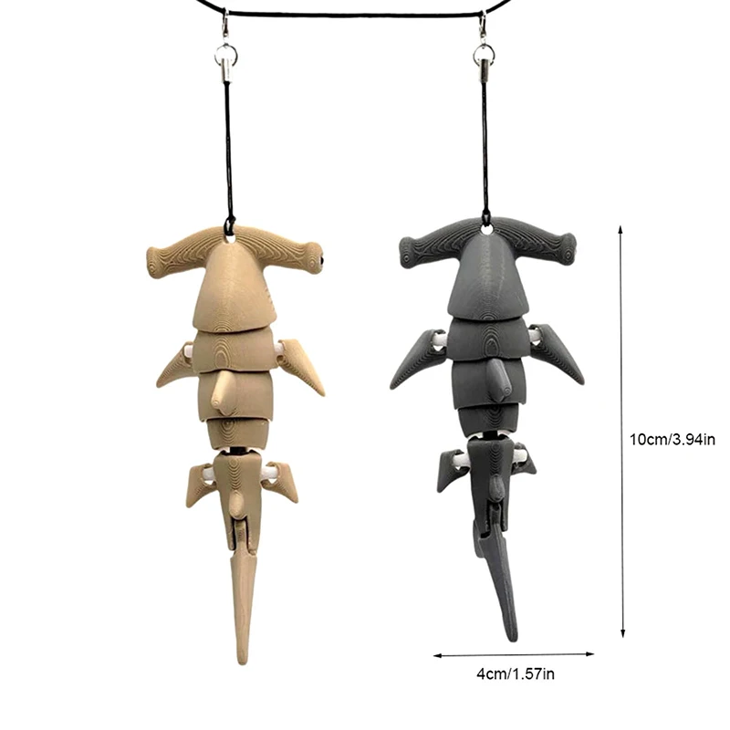 Hammerhead Shark Keychain 3D Animals Backpack Pendant Posable Flexible Purse Backpack Handbags Decor