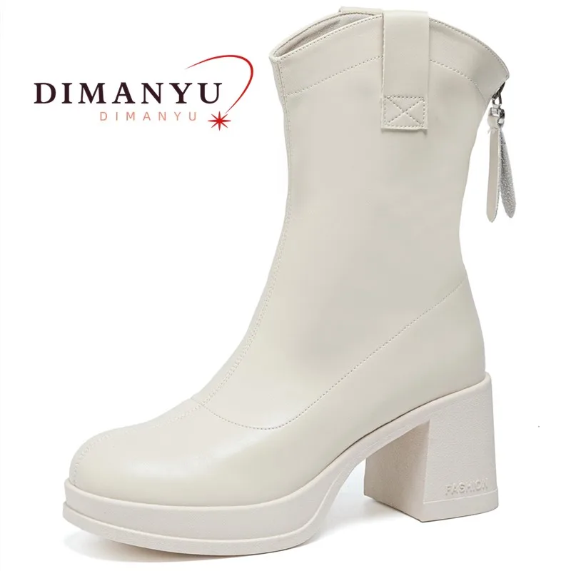 

DIMANYU Fashiona Ankle Boots Women High Heels 2025 New Autumn Genuine Leather Short Boots Platform Women's Booties