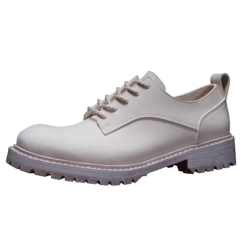 

Туфли дерби из натуральной кожи на толстой подошве ручной работы, женские повседневные деловые кожаные туфли в британском стиле для работы на открытом воздухе на шнуровке