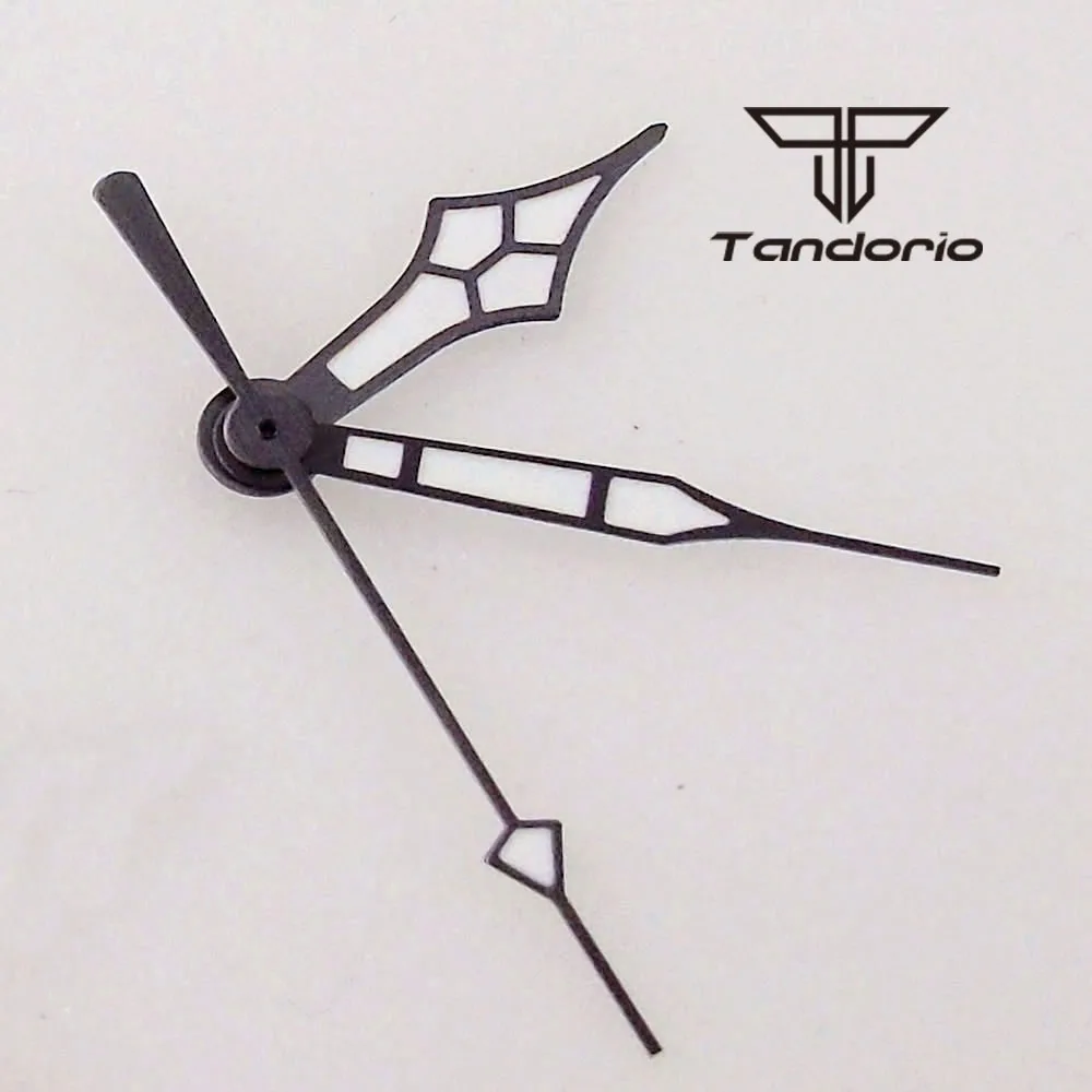 tandorio 33,5mm Schwarz Uhr Zifferblatt Hände Orange/Weiß Marks Grün Leuchtende Fit NH35A NH36A ETA2824 2836 PT5000 ST2130 Automatische bewegung 7