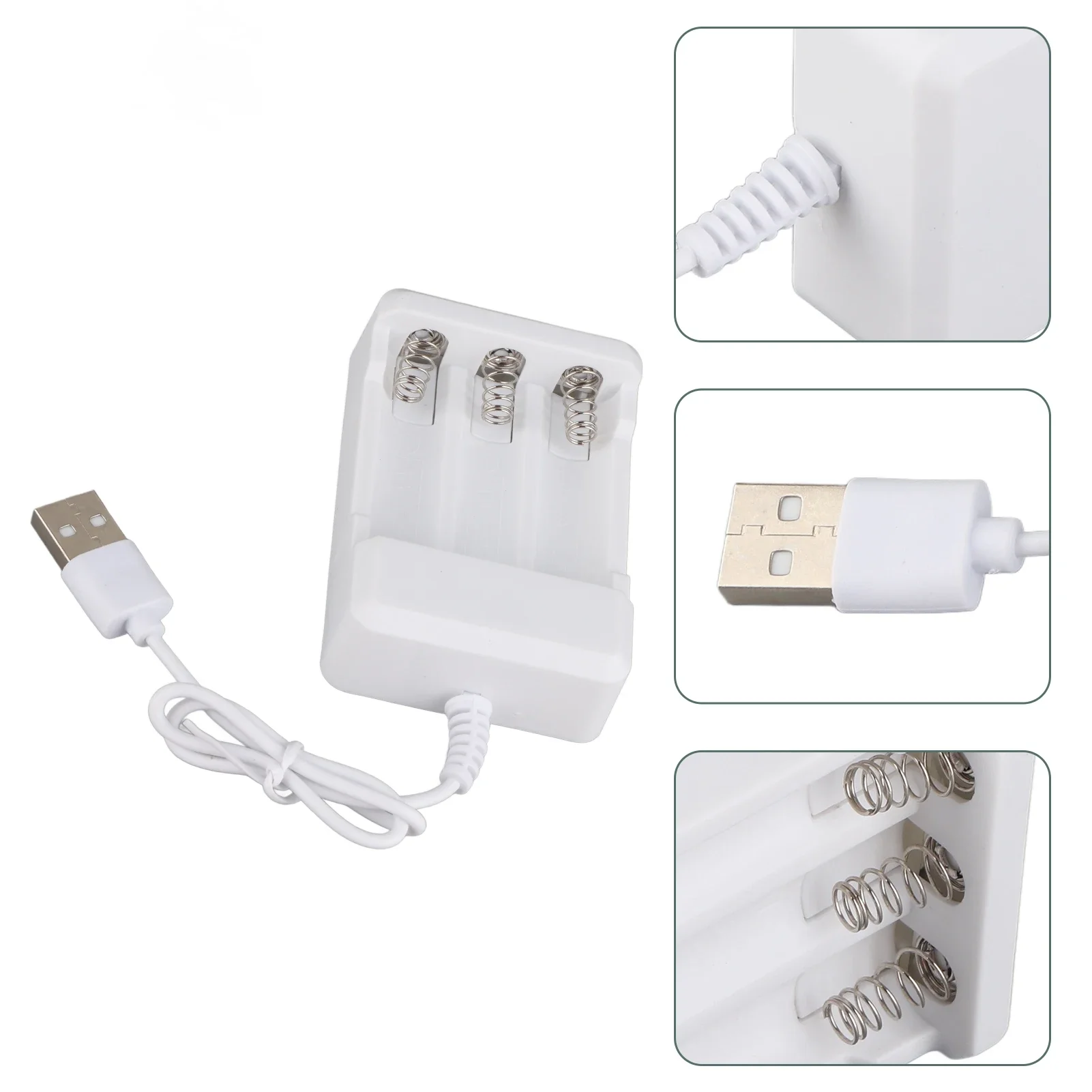 Portable ABS 5V Three Slots Charger for AA AAA Rechargeable Battery with USB Plug