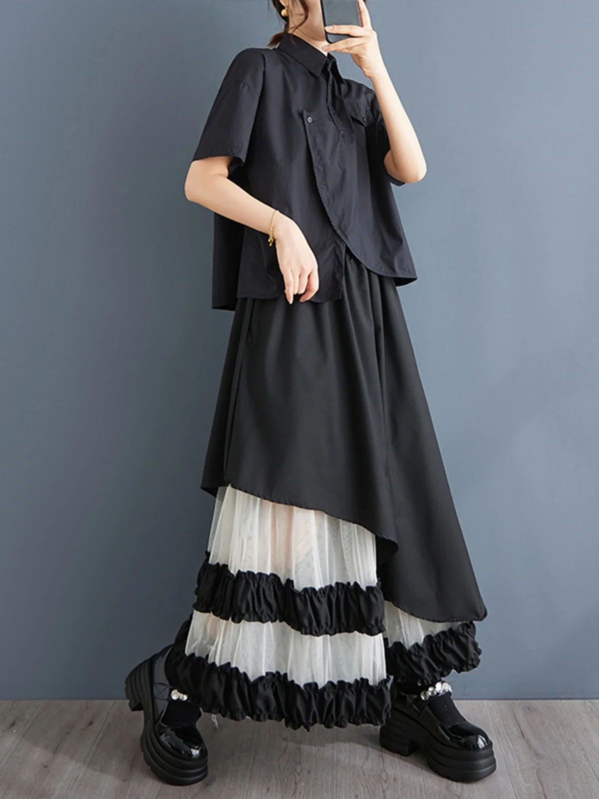 Faionable Color Blo Me Gonna longuette a trapezio Vita alta Design dimagrante Taglie forti Abbigliamento da donna Casual Pendolarismo Sle