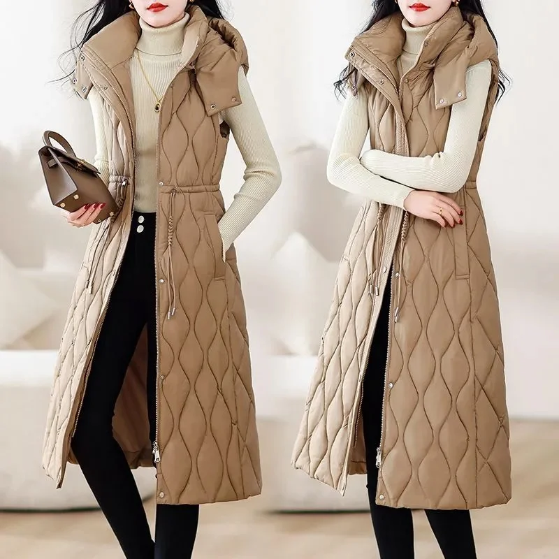New Autumn Women Vest Winter Puffer Parkas Coat Casual Pocket Hooded Waistcoat Female Sleeveless Jacket Outerwear