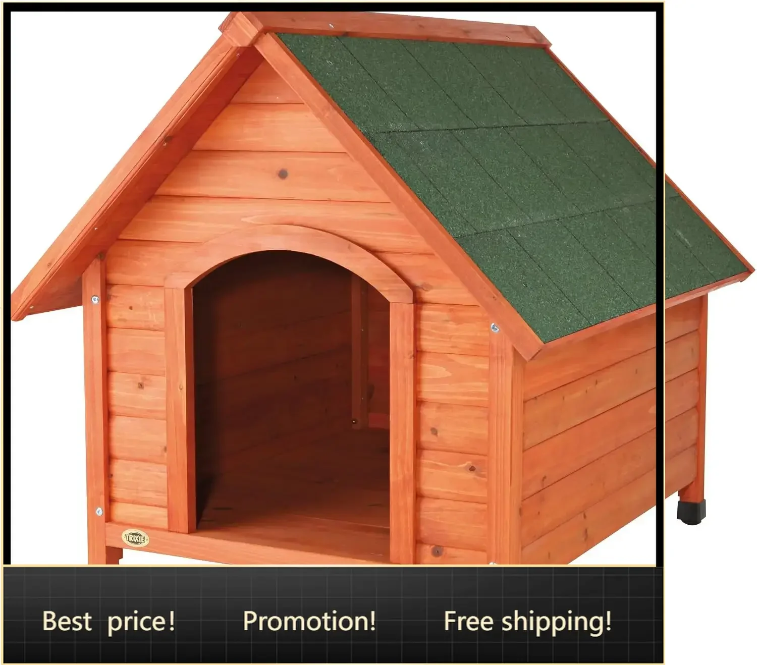 natura Cottage Dog House - Small Outdoor Weatherproof Wooden Shelter with Adjustable Legs for Small Dogs - 30 x 28 x 30.5 in