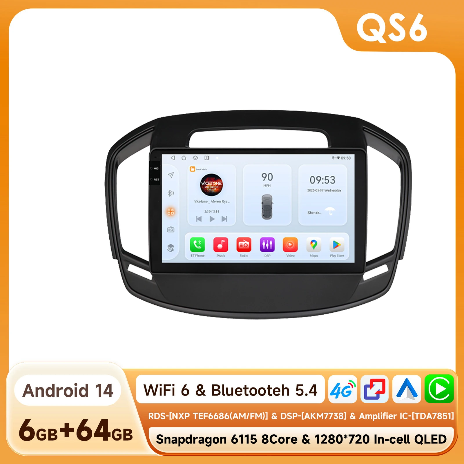 Android 14 Autoradio Voor Buick Regal Opel Insignia 2009-2017 Auto Multimedia GPS Carplay 4G DSP BT 360 Camera Door Snapdragon 6115