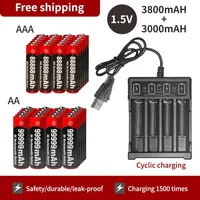 New Brand 1.5V AA 1.5V AAA  Alkaline 1.5V Clock Toy Camera Battery Rechargeable Battery+USBcharger rechargeable battery