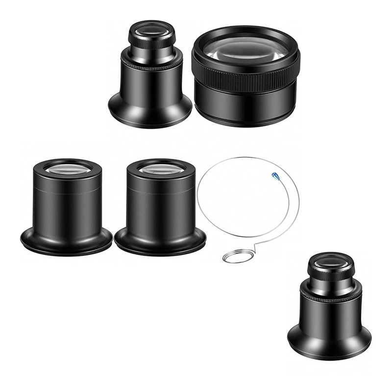 

HOT SALE 5 Pcs Jewelers Loupe Portable Monocular Magnifier 10X 20X Eye Loop Magnifying Glass Monocle For Magnifier Lens Watch