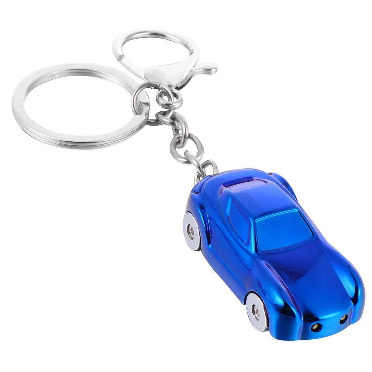 Car Shape LED Luminous Keychain Glow Sound Key Ring for Bag Backpack Wallet Car Keys Decoration Creative Gift Unisex Blue