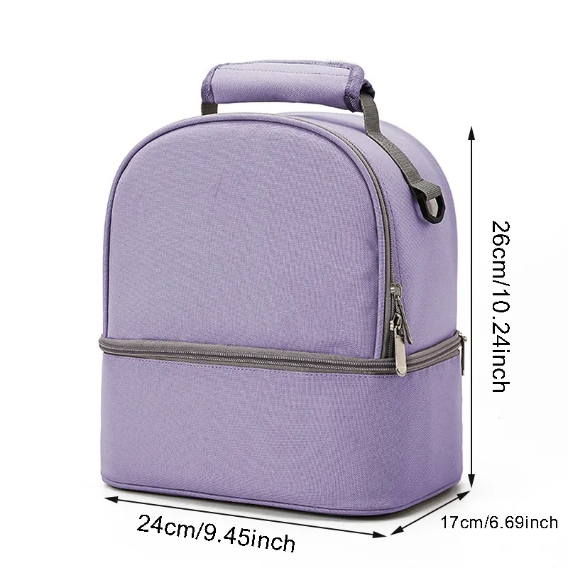 Fashion Insulation Double Layer Pack Solid Color Large Capacity Mommy Bag Travel Picnic Portable Food Handbag Baby Bags