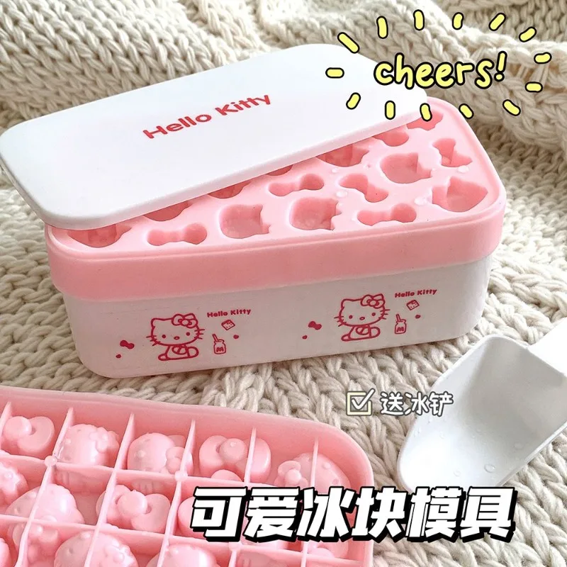 

Summer Hello Kitty Anime Kawaii Sanrion Silicone Ice Cube Cute Cartoon Mold Storage Box Storage Case Lovely Gifts for Girls