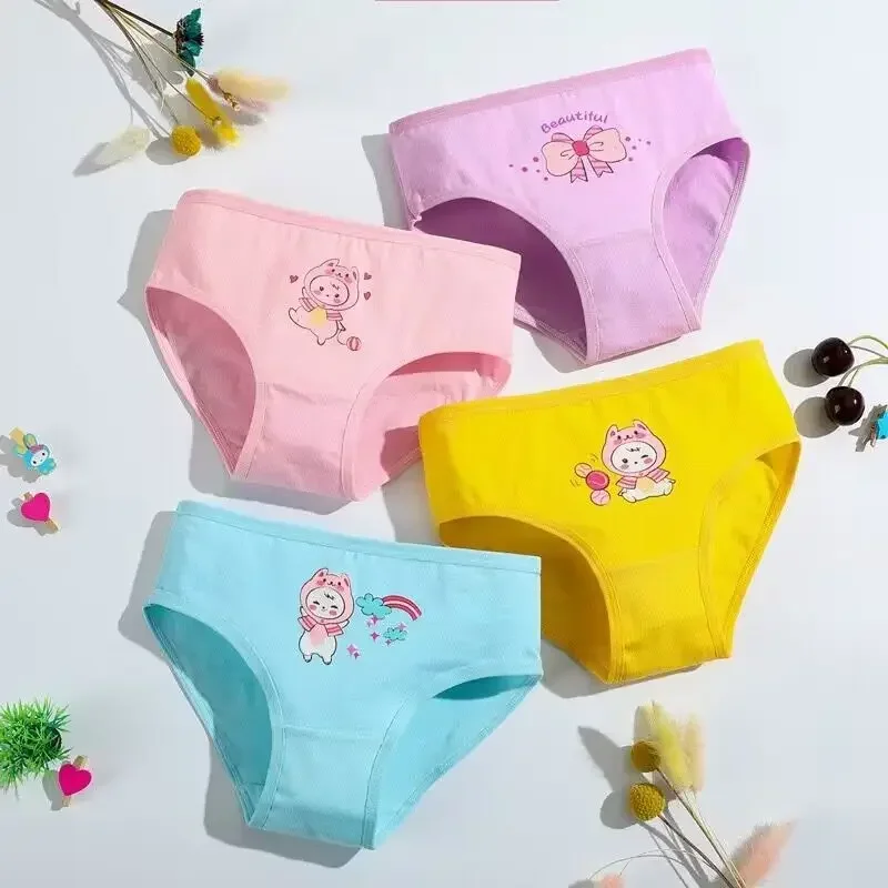 10 Pieces Children\'s Girls Panties Cotton Cartoon Child Underwear for Girls Kids Boxer Panties 2-10Years