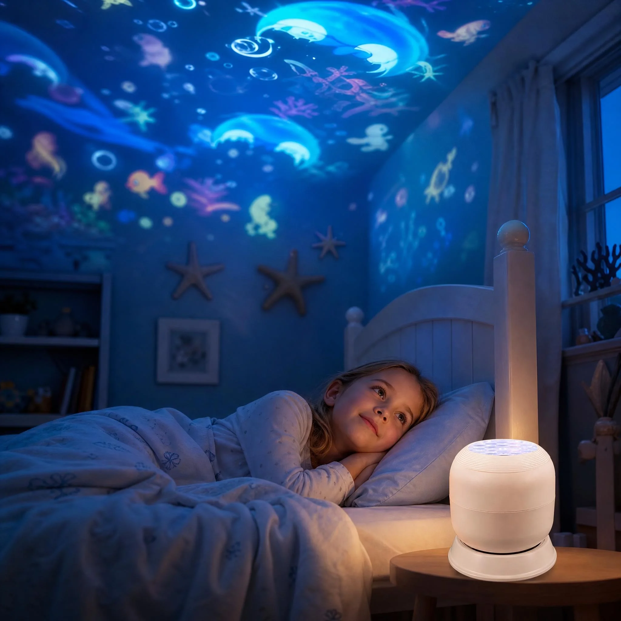 LED USB Projector Light 360° Rotating Starry Ocean Dynamic Night Light Creative Birthday Gift for Bedroom Atmosphere Lamp