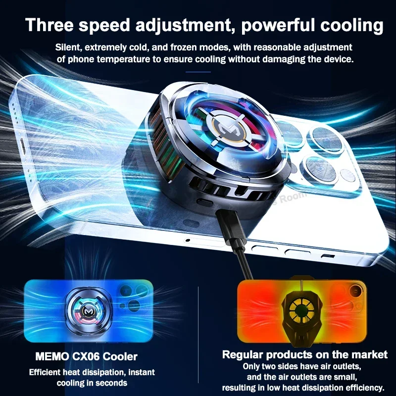 MEMO CX06 Mobile Phone Cooler Freeze Semiconductor Cooling Fan Radiator for IOS Android Magnetic/Back Clip 2 IN 1 Cool Heat Sink