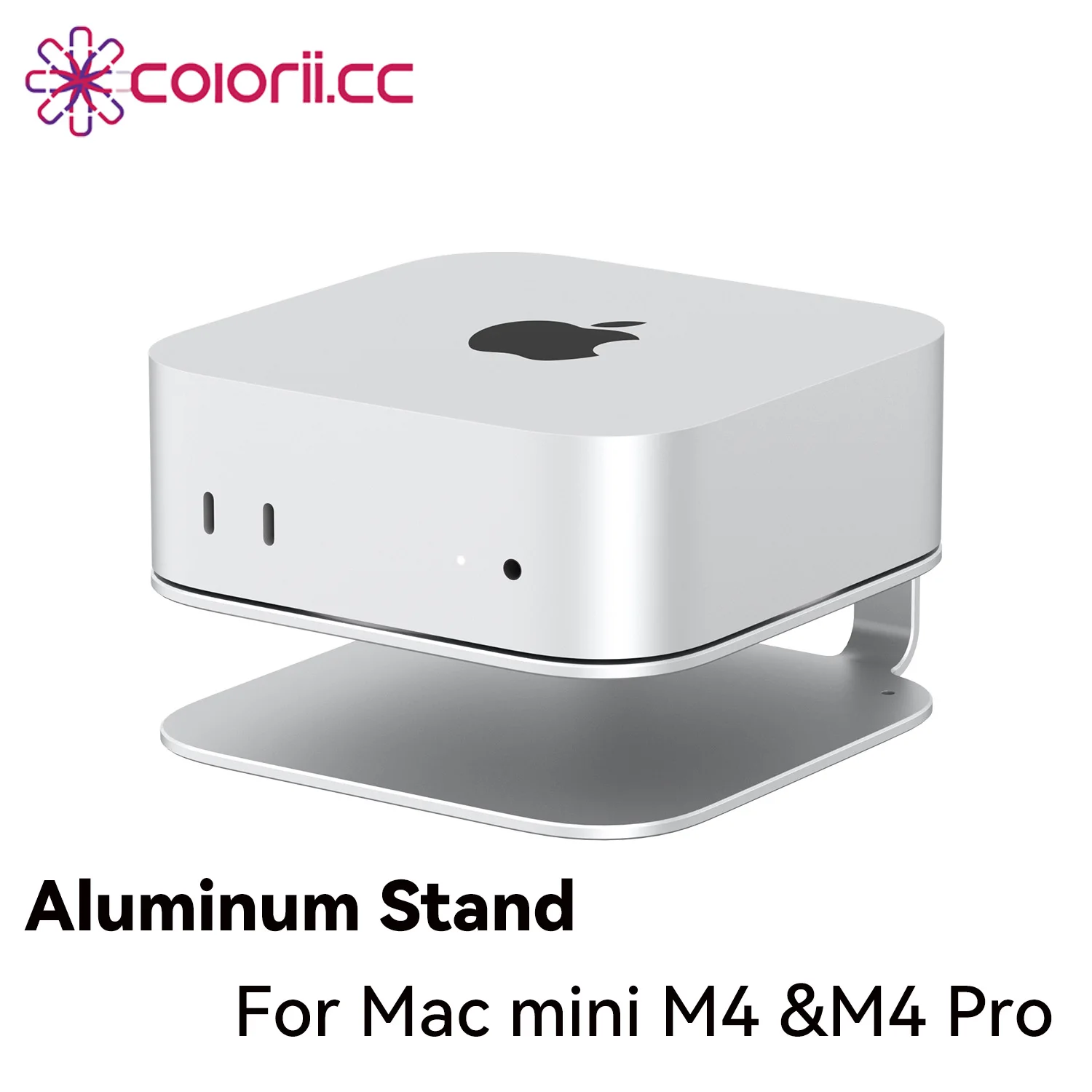 Colorii.CC Desktop Stand for Mac Mini M4 & M4 Pro 2024 Heat Dissipation Aluminum Mount Dock Cooling Holder Accessories