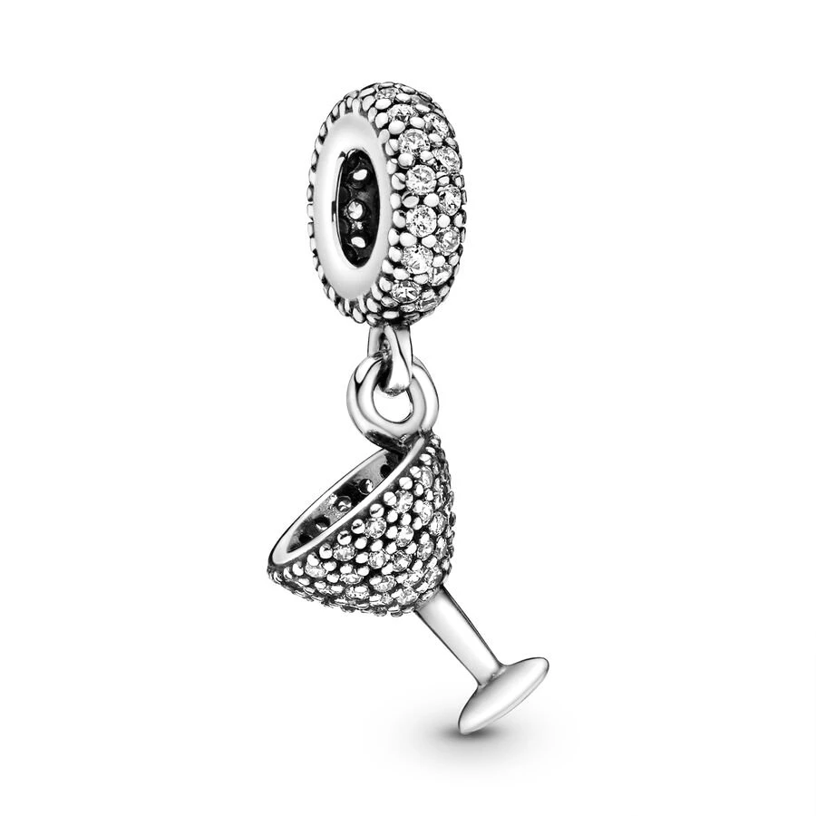 Sparkling NEW Wine Bottle & Stiletto Shoe Pavé Dangle Charm Beads Fit Original 925 Sterling Silver Pandora Bracelet Jewelry Gift