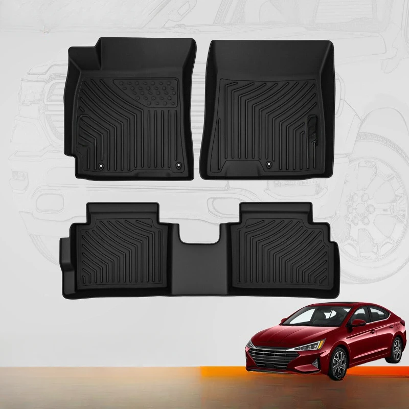 

Floor Mats Liners Replacement for 2017-2020 Elantra Sedan TPE Rubber All Weather United States