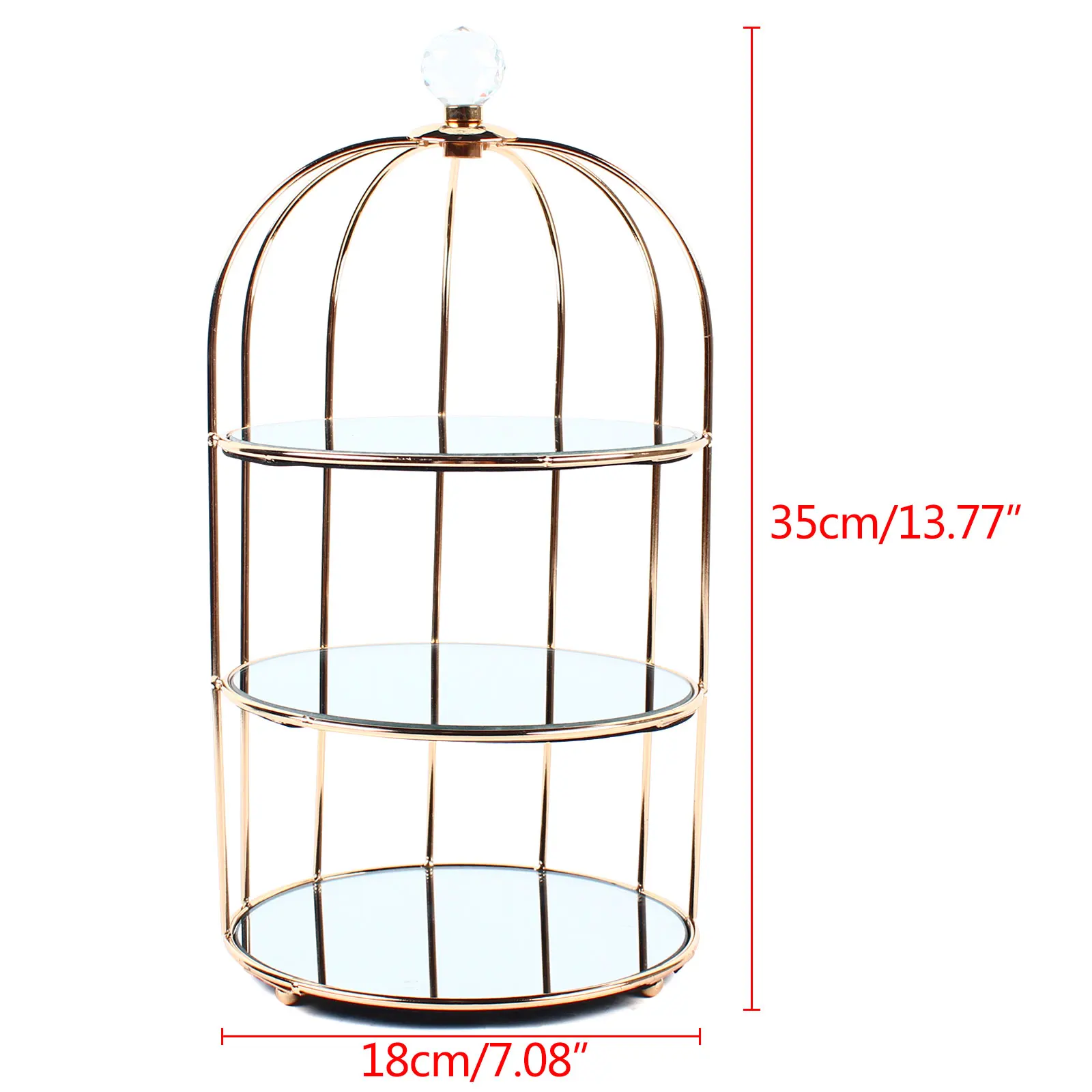 Bird Cage Desktop Organizer Holder Makeups Display Stand Spice Jar Rack Golden Iron for Dormitories, Offices, Salons, Shops