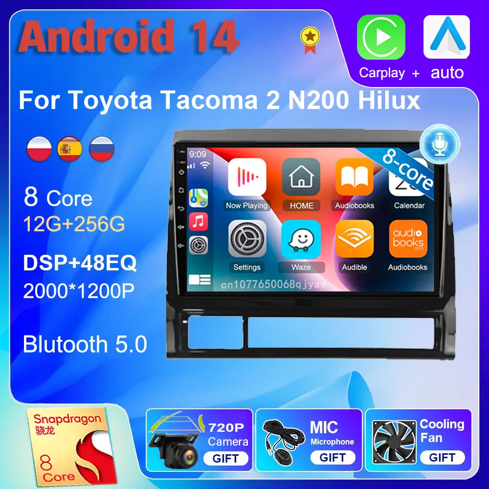 

Android 14 wifi+4G Carplay Car Radio For Toyota Tacoma 2 N200 Hilux 2005-2015 Navigation GPS Video Player Stereo Multimedia DSP