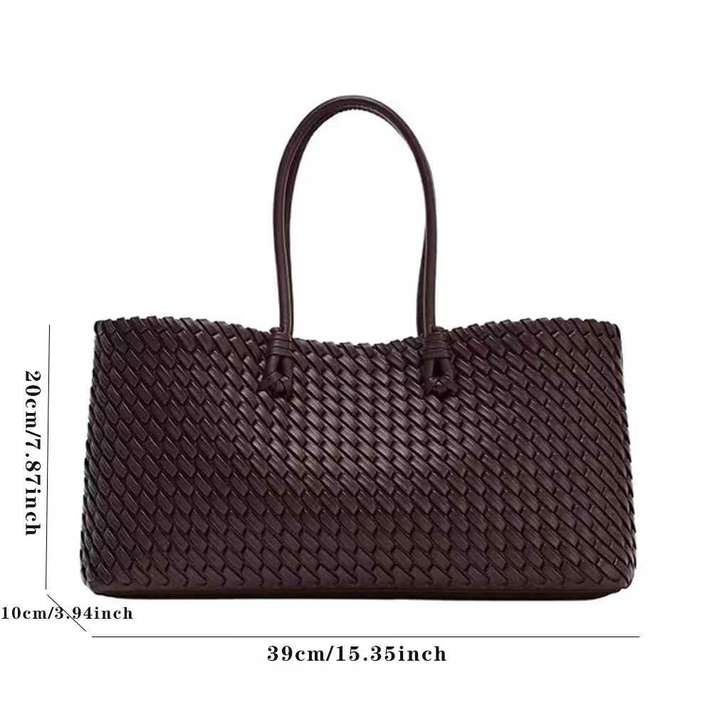 حقيبة يد جلدية فاخرة منسوجة يدويًا حقيبة تسوق منسوجة حقيبة عصرية بمقبض علوي حقائب كتف نسائية للنمط اليومي #4