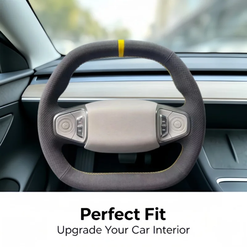 Custom Car Steering Wheel Cover Non-Slip Soft Suede Leather For Geely Galaxy E5 L6 L7 A7 M9 Hand Sewn Steering Wrap Cover