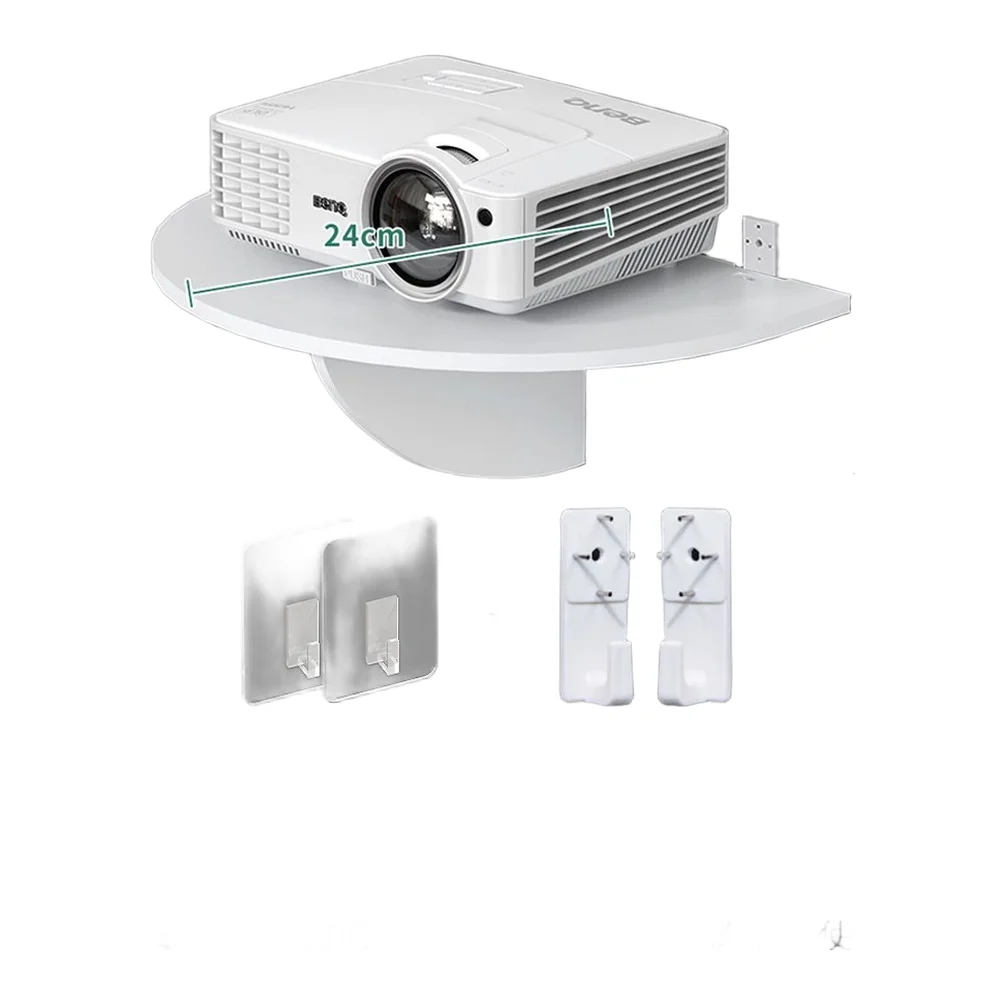 Modern Wall Shelf for WiFi Router Set for top Box No Drilling Installation with Cable Management and Damage Hooks