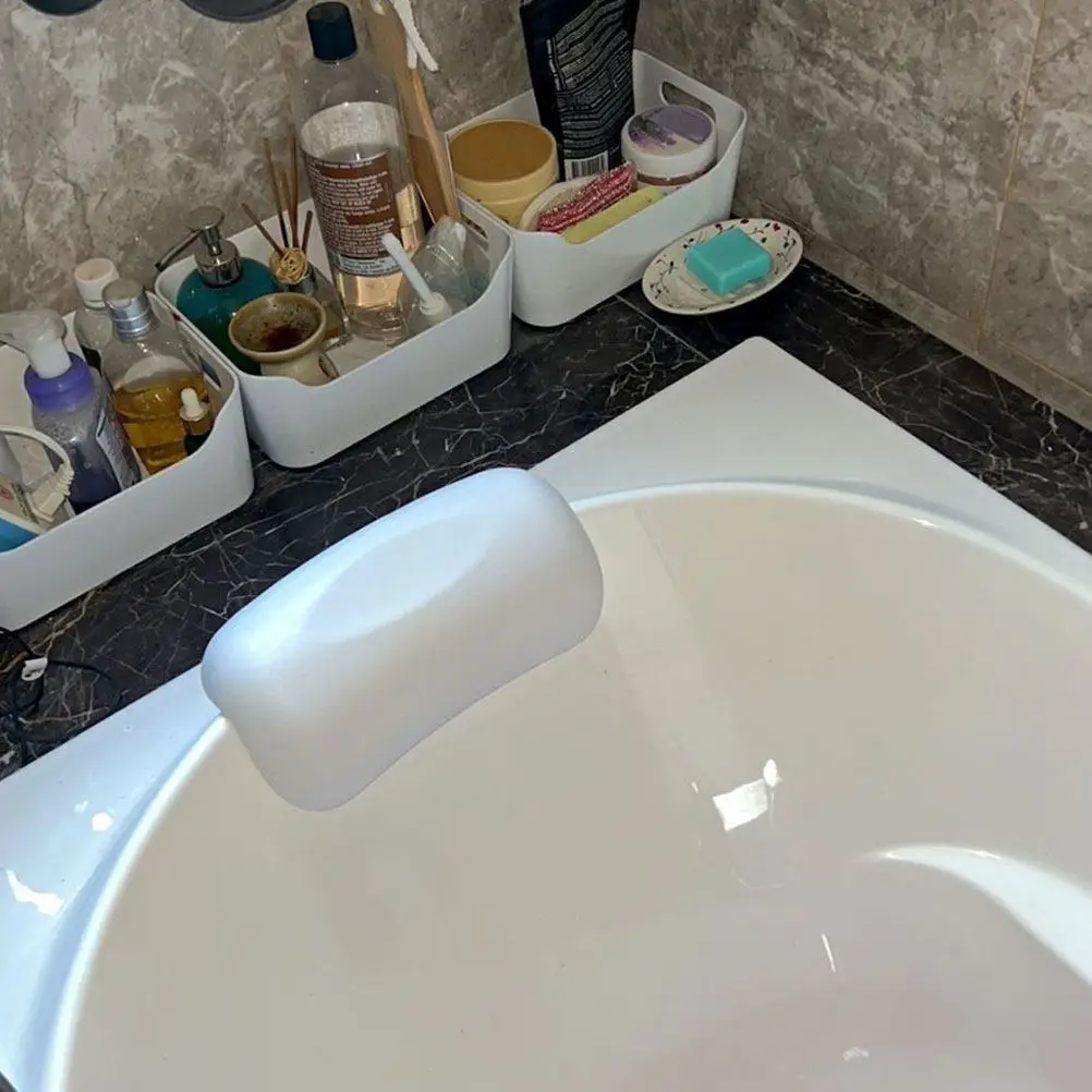 

Suction Cup Bathtub Pillow Ergonomic Contour Design for Head Neck Shoulder Support Soft Breathable Bath Pillow Tub