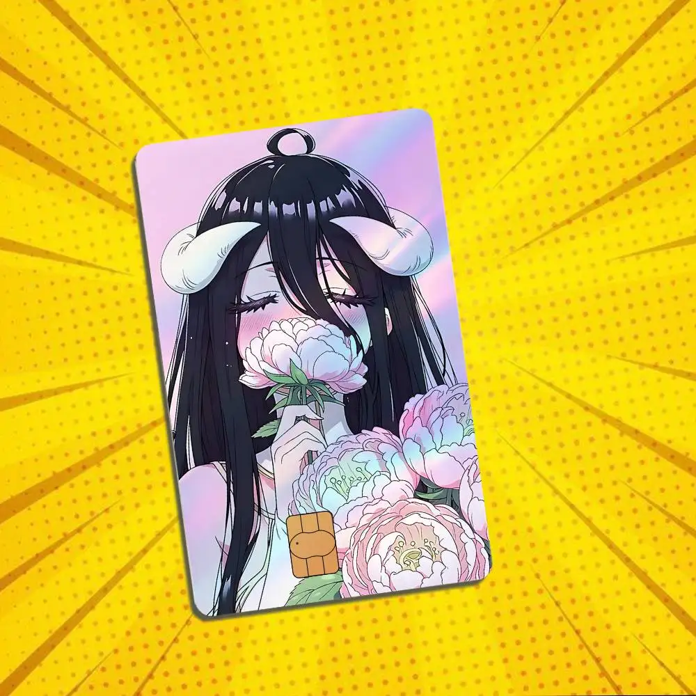 A-Albedo The King Overlord Ainz Ooal Gown Laser shimmer Name Card Sticker Decorate Bank Card Couple Student Study Supplies